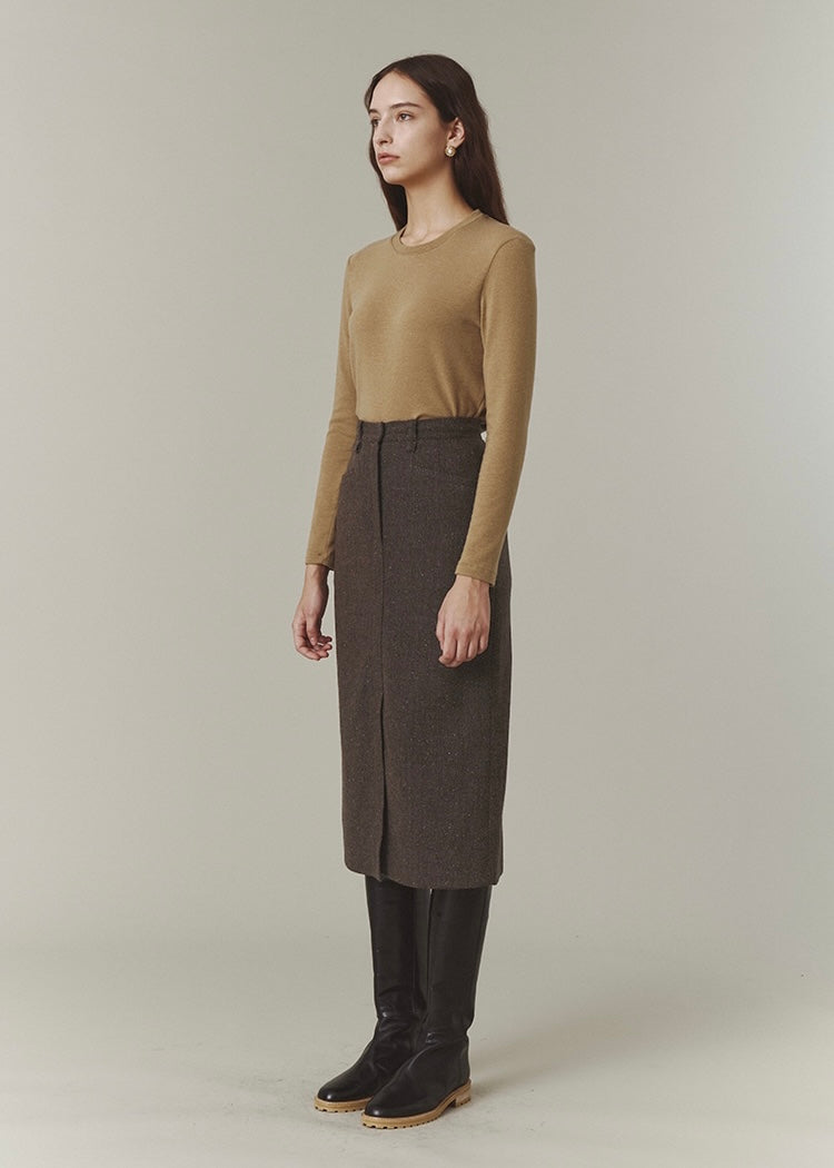 [Re-stock] Wool Blended Jersey Top (camel)