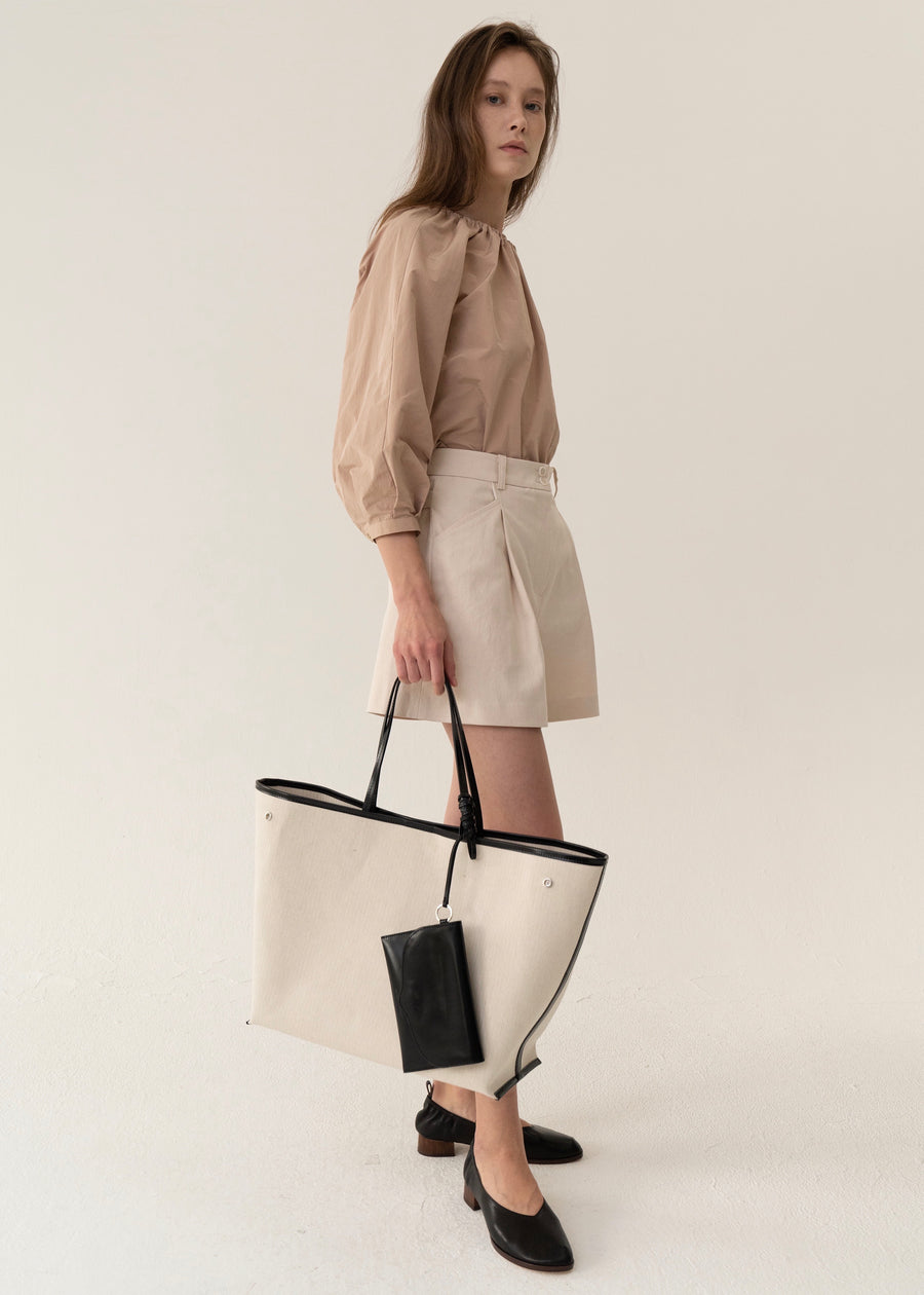 Leather-Trimmed Canvas Tote | KINDERSALMON