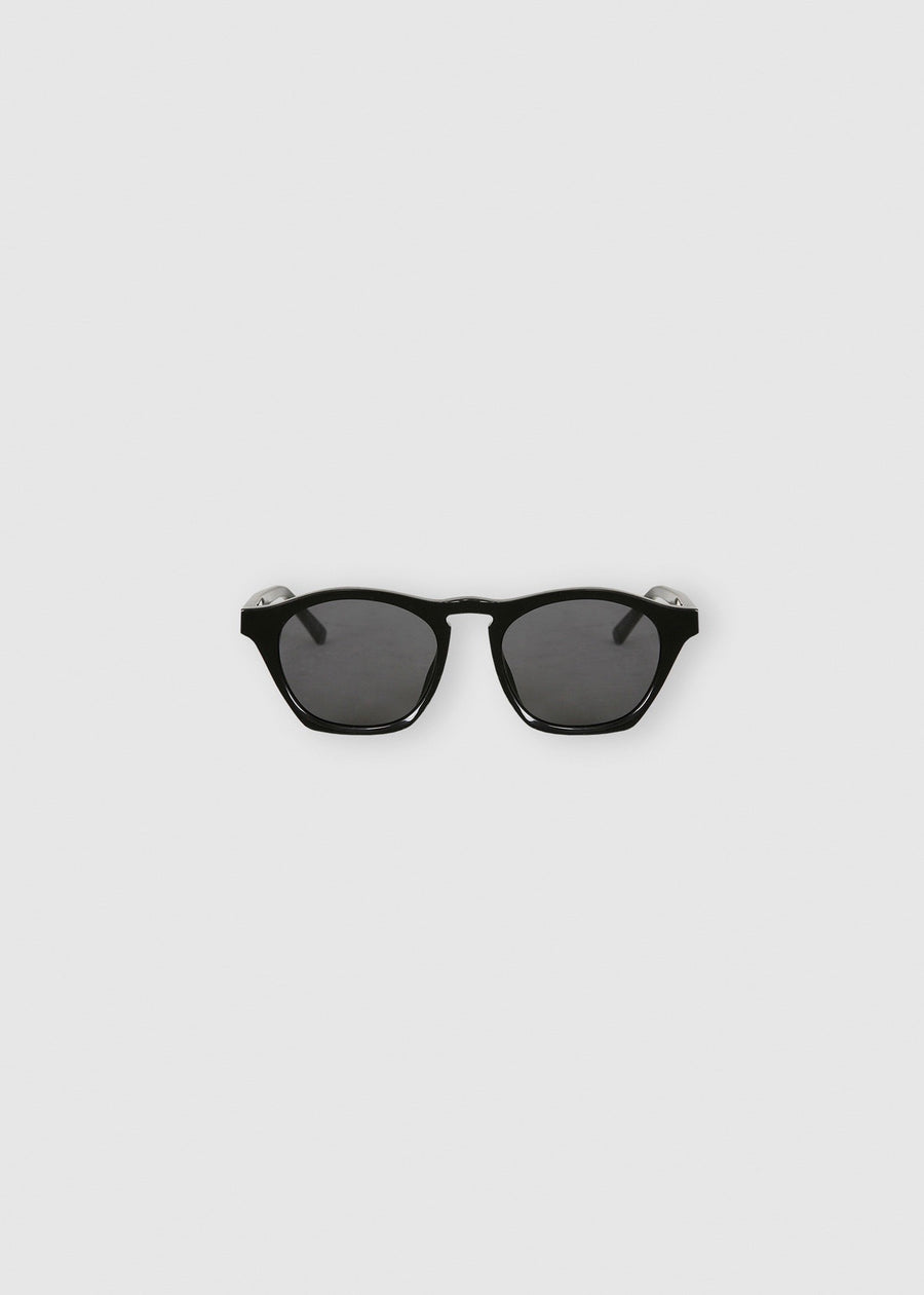 SQUARE SUNGLASSES & POUCH (BLACK) | RECTO