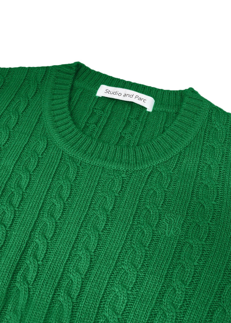 [STUDIO & PARC] Monceau Cable Short Sleeve Knit- Green