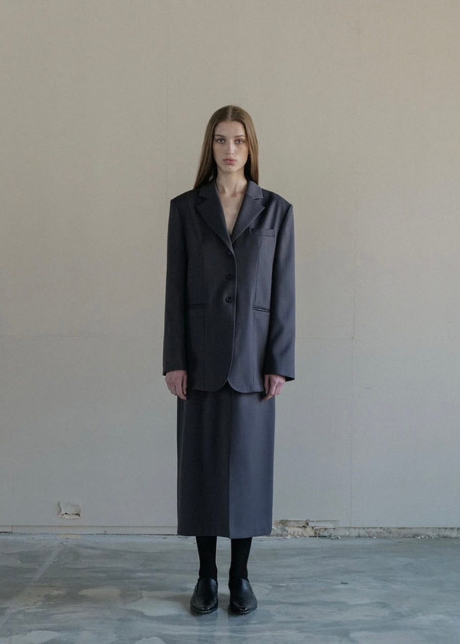 RE-ORDER [LEHA] GREYSTONE SINGLE BREAST JACKET-GRAPHITE