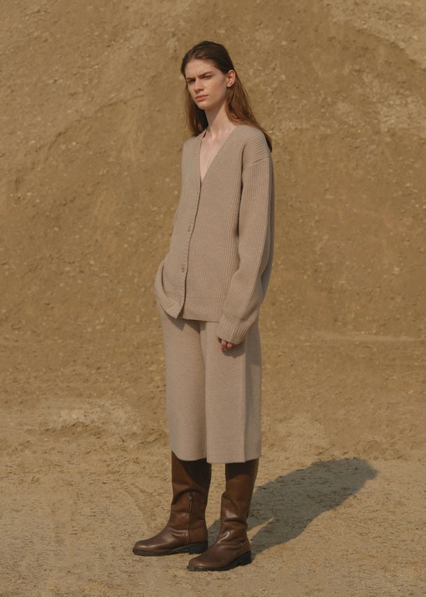Half knit pants (Beige)