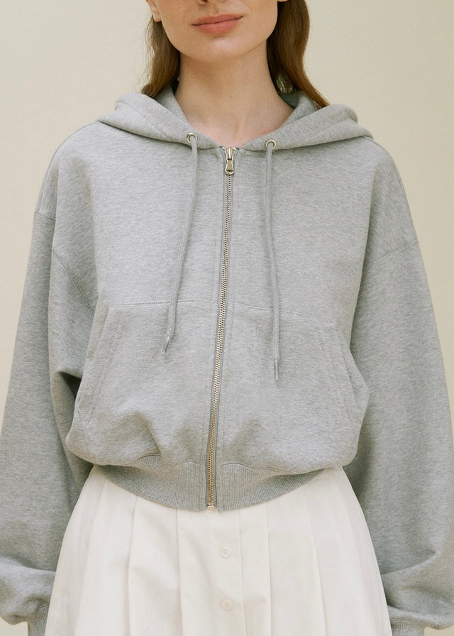 French Terry Hooded Jacket (Melange grey)