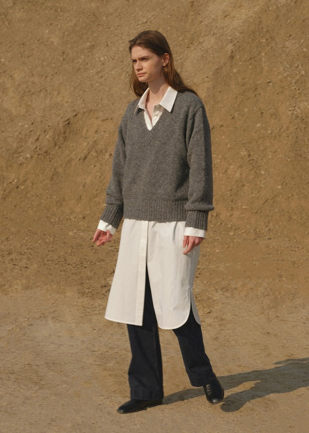 scot v-neck knit (Gray)