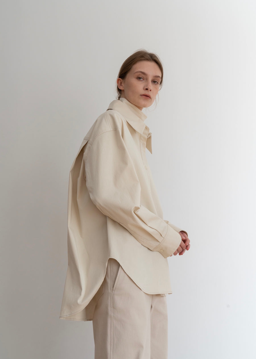 POPLIN SHIRT CREAM | KINDERSALMON