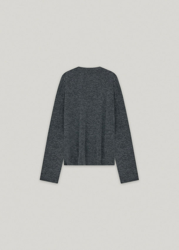 [Moia] Alpaca Round Sweater -Charcoal