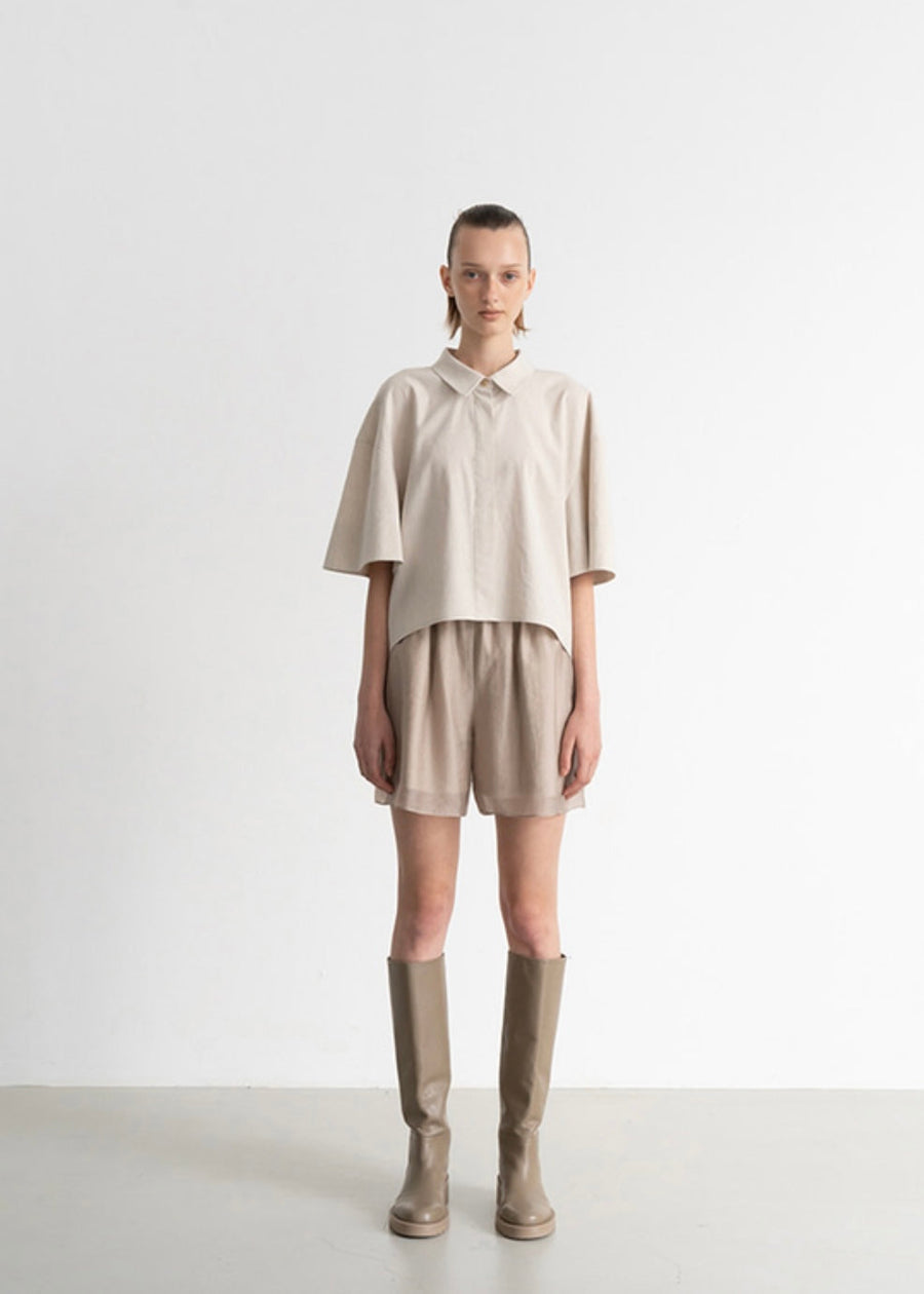 Serene Sheer Shorts (Beige)