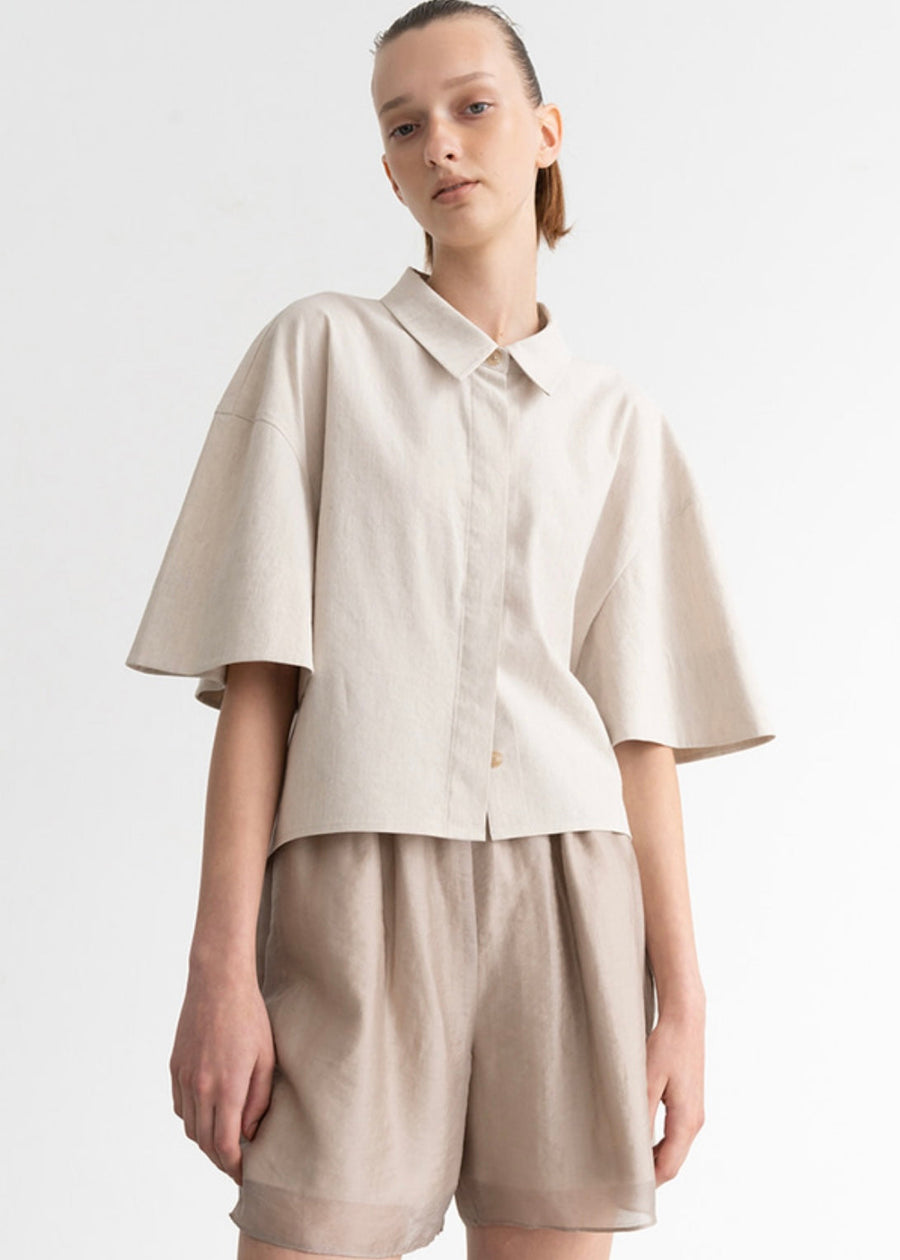 Serene Linen Blend Top (Oatmeal)
