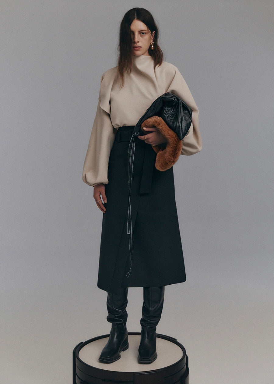 BELTED WOOL SKIRT | RECTO