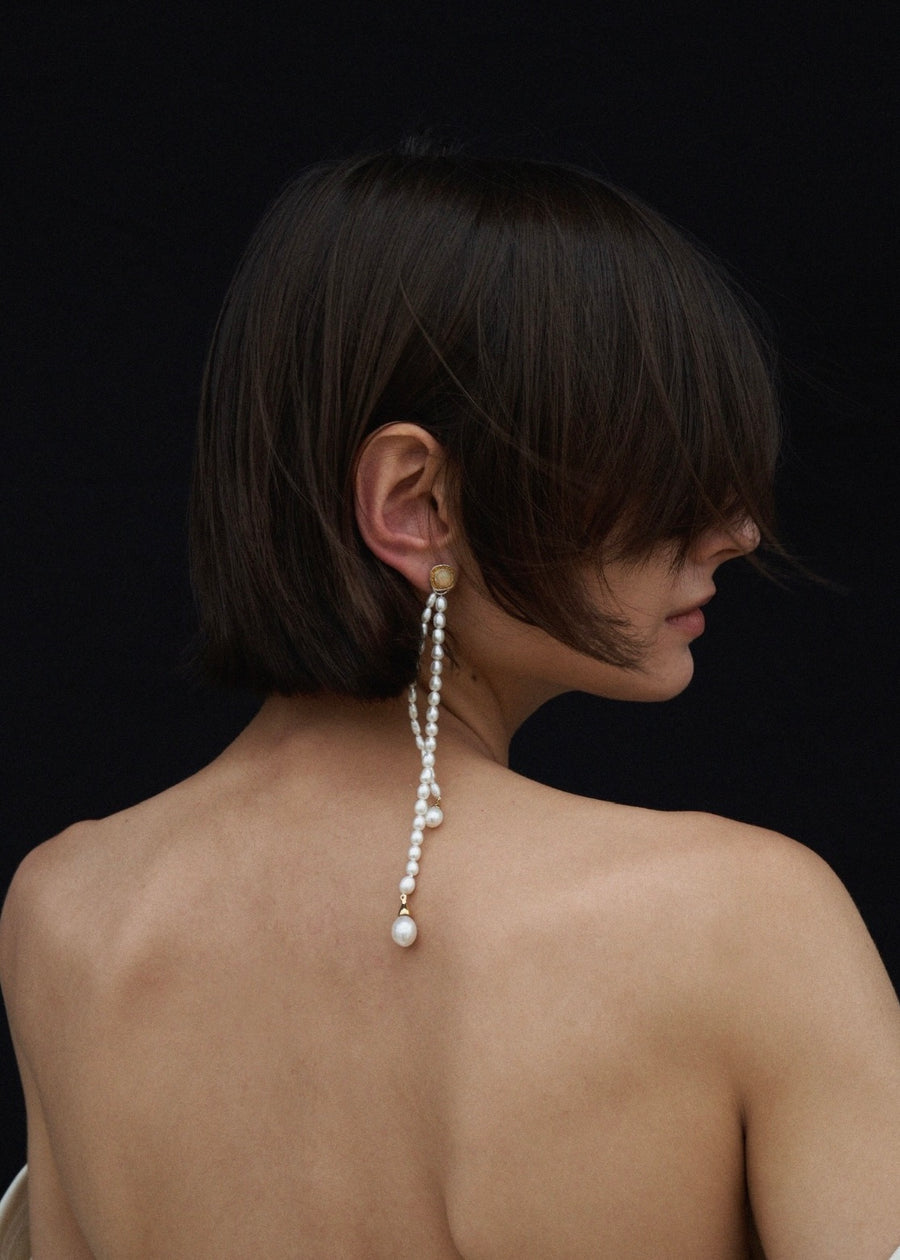 [ISABELLA ETOU] Long Drop Opal Pearl Single Earring