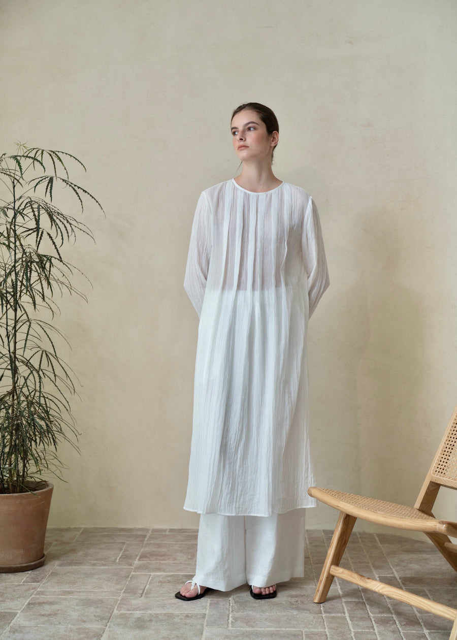 LONG-SLEEVE PINTUCK DRESS |MISSING YOU ALREADY