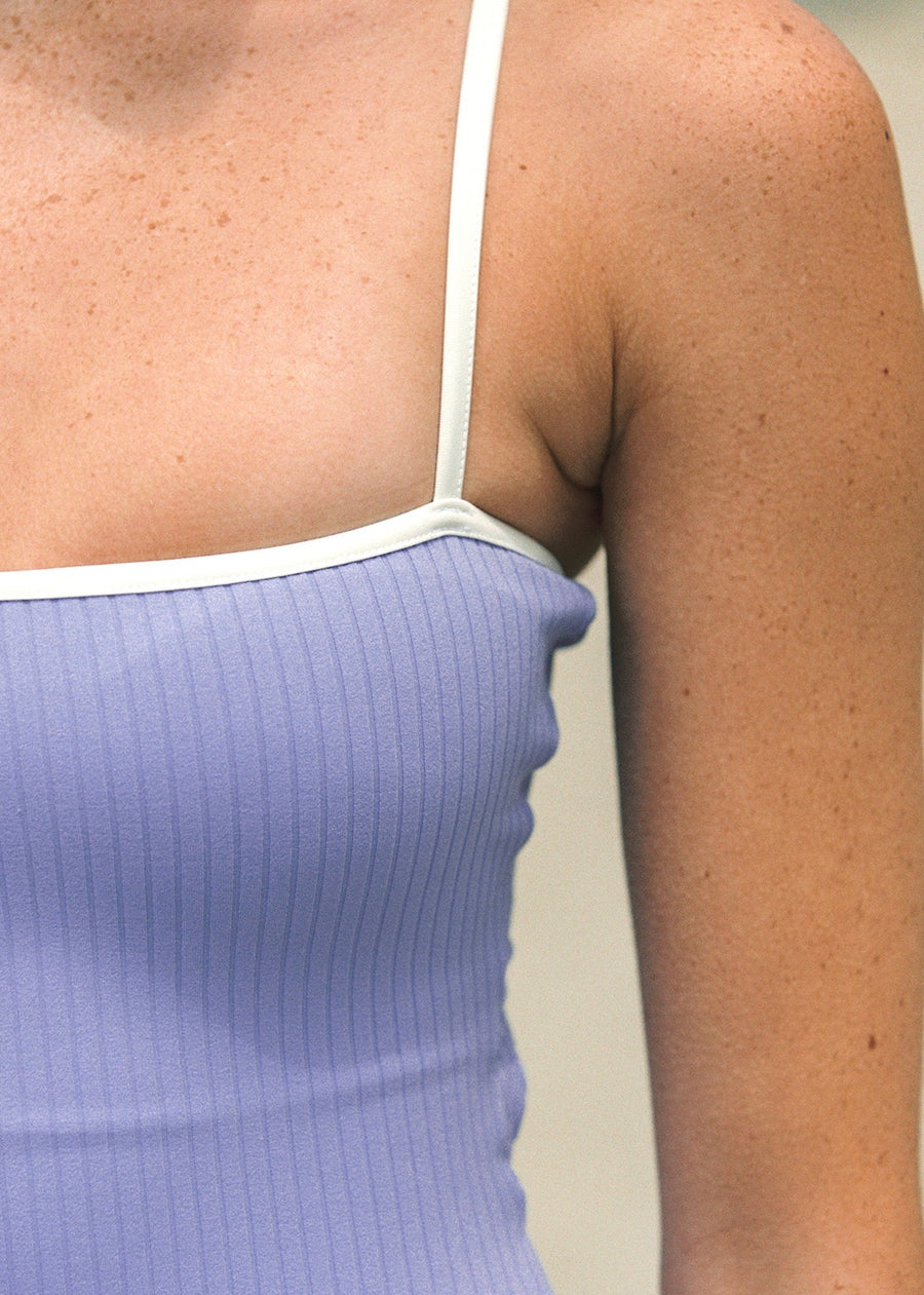 Ribbed v-strap back swim (Lavender)