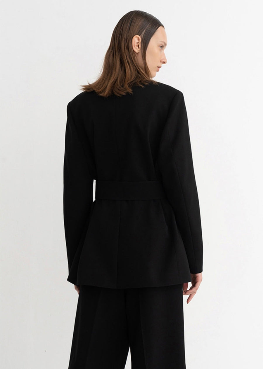 Camille Single Breast Twill Jacket (Black)
