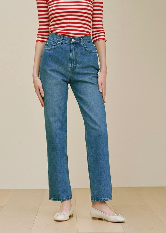 Eva Straight Denim Pants (Blue)