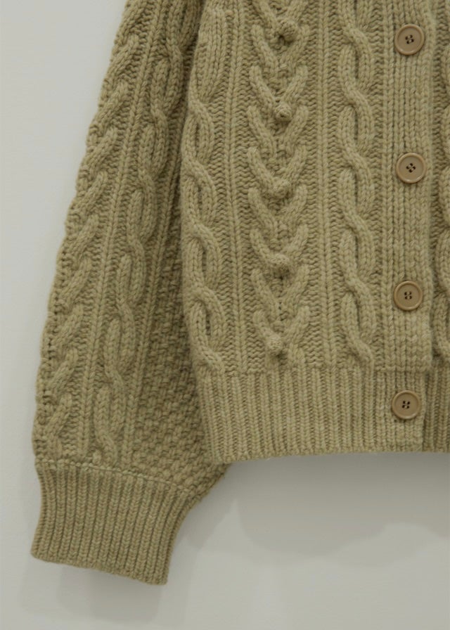 La Neige Cable-Knit Cardigan (Automn green)