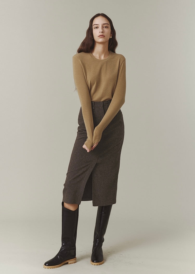 [Re-stock] Wool Blended Jersey Top (camel)