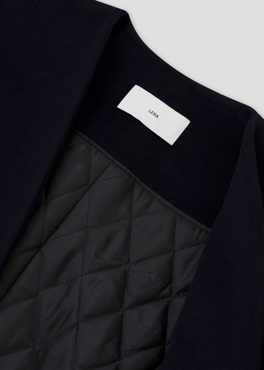 [LEHA] MARTA WOOL AND CASHMERE COCOON COAT -NAVY