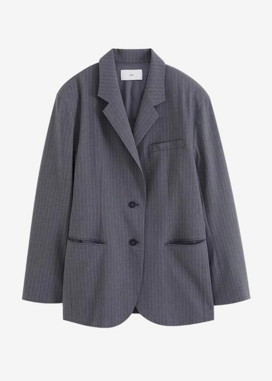 LEHA Camden Drop Shoulder Jacket (Grey Pinstripe)