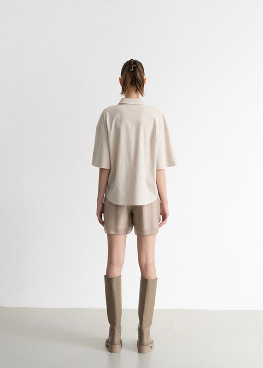 Serene Sheer Shorts (Beige)