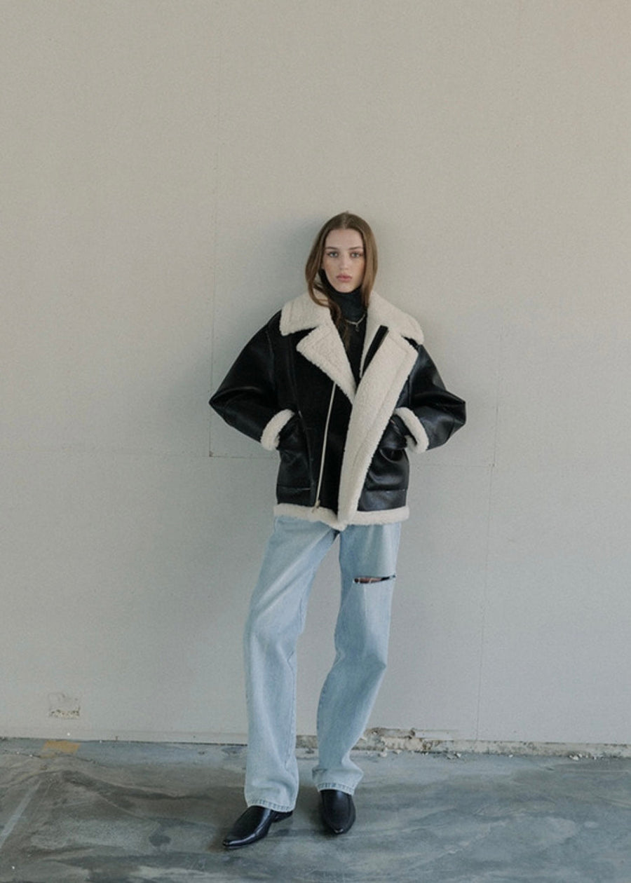 LEHA | Reversible Eco Shearling Jacket (Black)