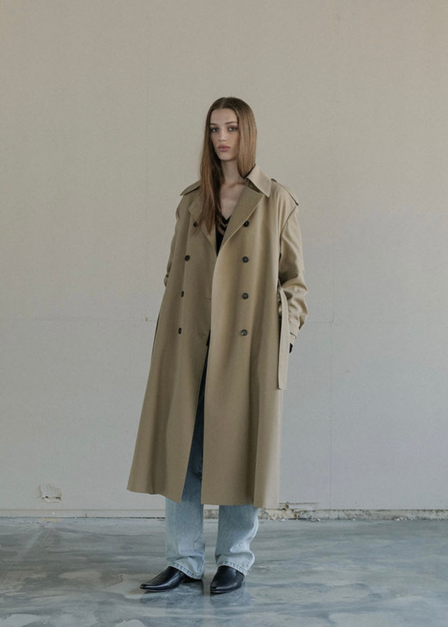 [LEHA] CAMDEN WOOL TRENCH COAT -BEIGE