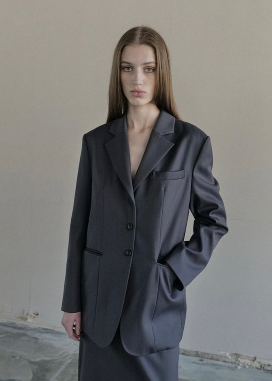 RE-ORDER [LEHA] GREYSTONE SINGLE BREAST JACKET-GRAPHITE