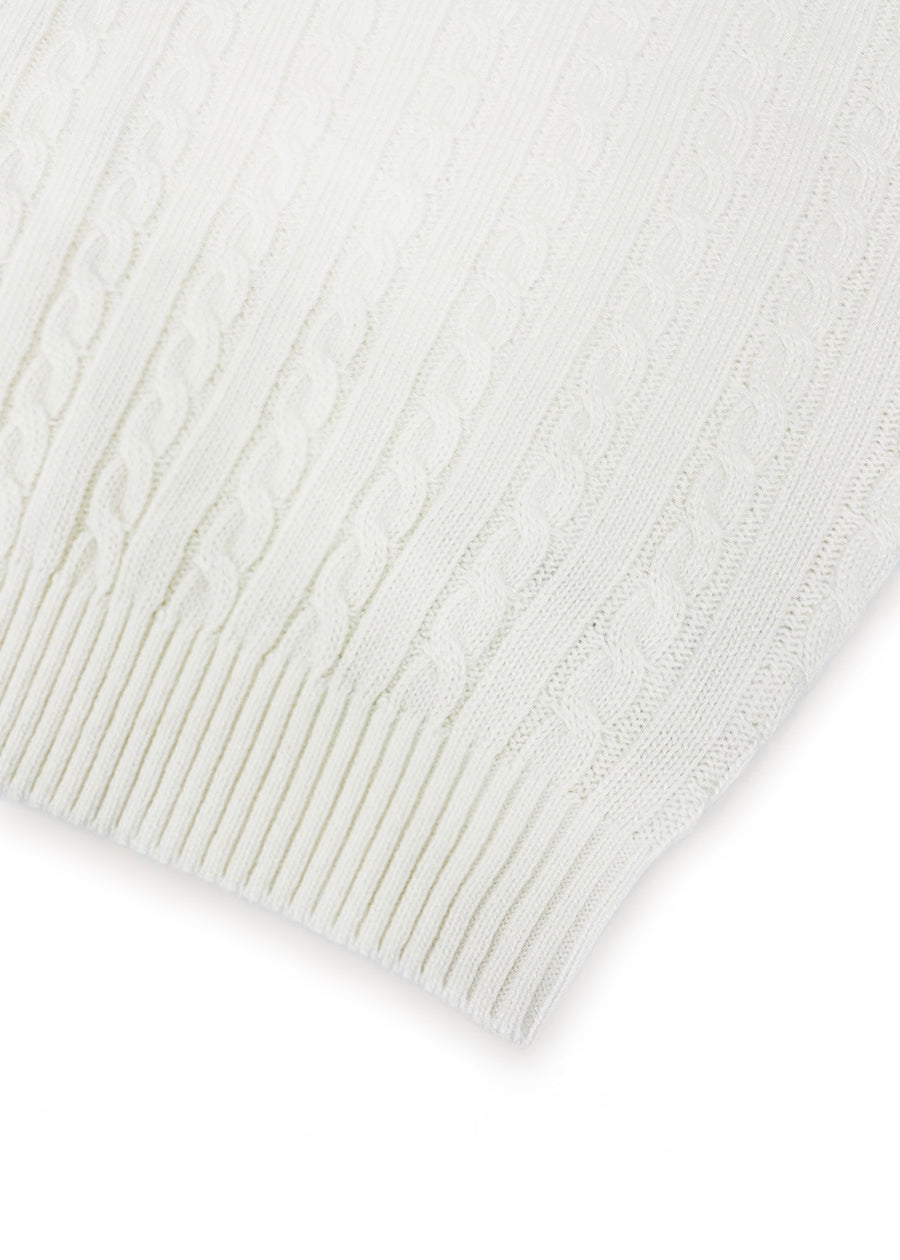 [STUDIO & PARC] Monceau Cable Short Sleeve Knit- White
