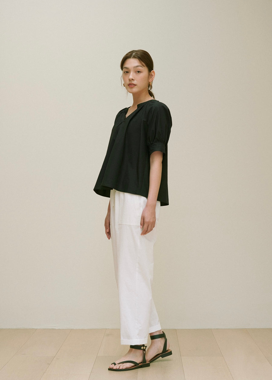 Gathered Tunic Blouse (Black)