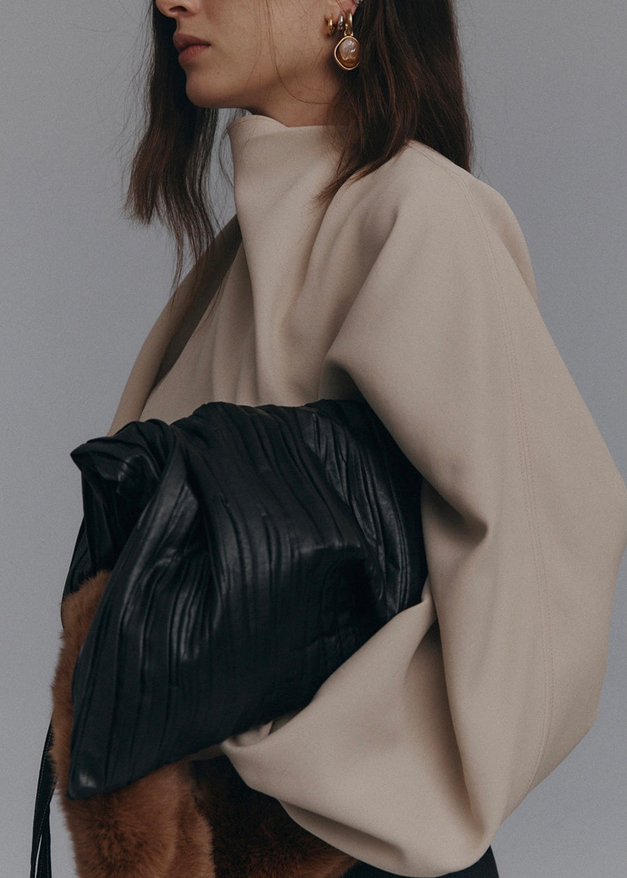 DRAPED WRAP BLOUSE (YELLOW BEIGE) | RECTO.