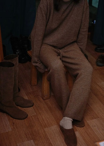 [MOIA] Alpaca knit pants -brown