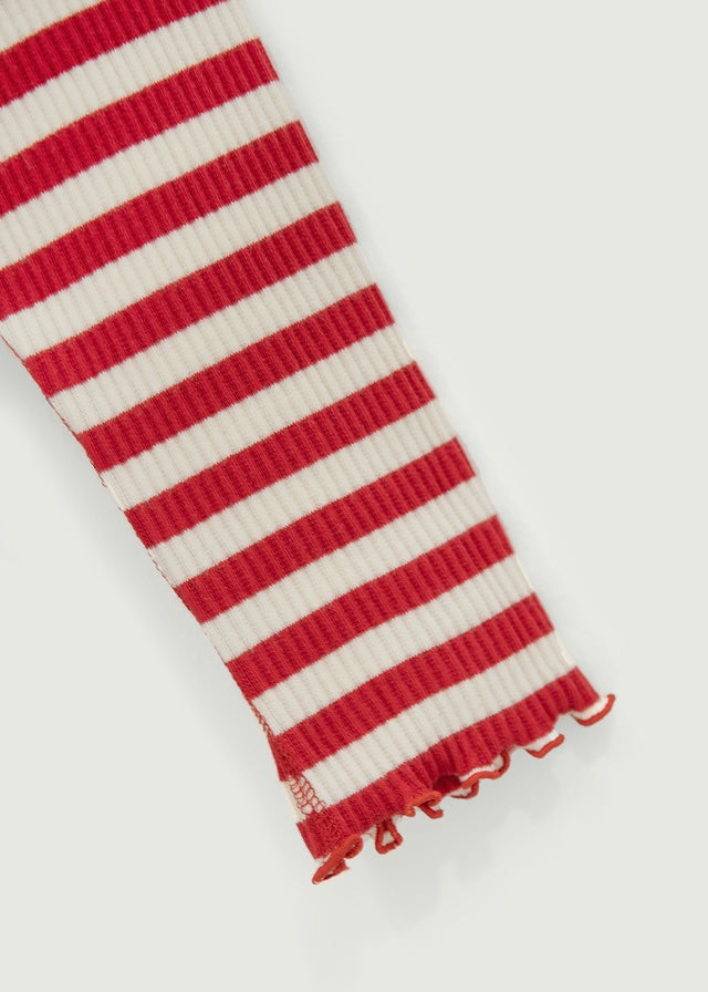 Button Ribbed Slim top  (Red stripe)