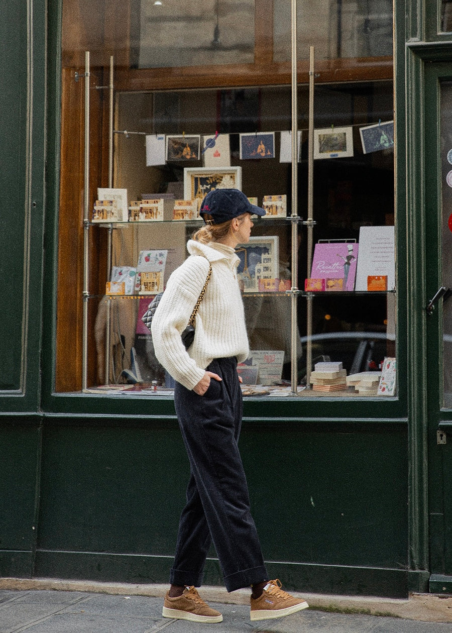 Alpaca Zip-up Sweater (Mist)