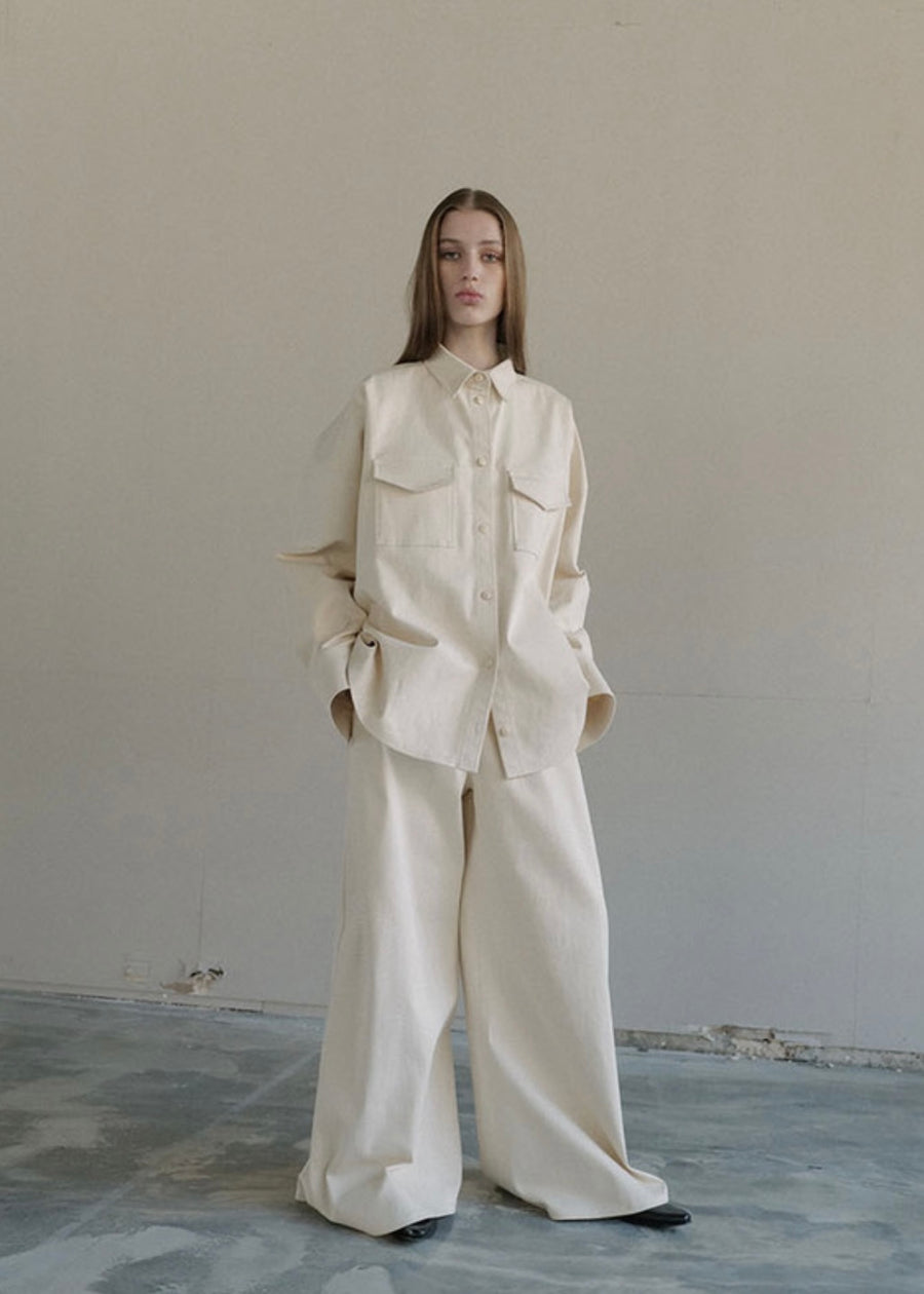 [LEHA] POUDRE SHIRT JACKET-CREAM
