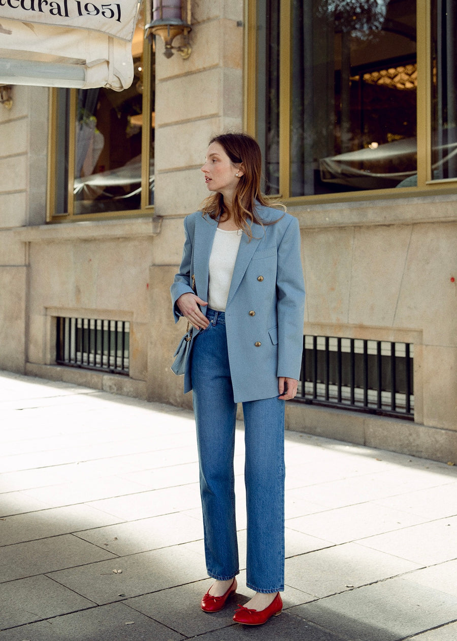 Eva Straight Denim Pants (Blue)