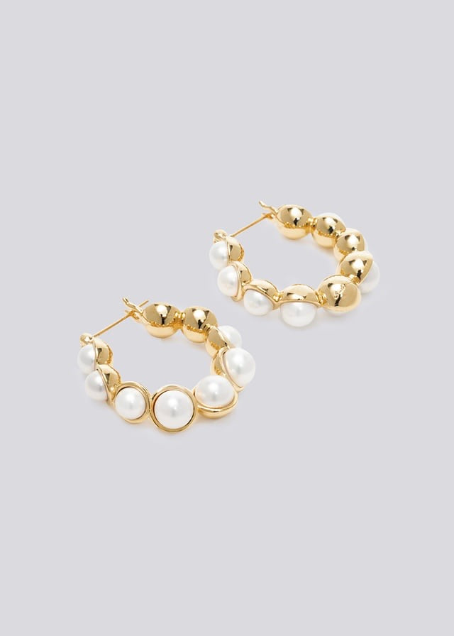Twist Pearl Hoop E |  S_S.IL