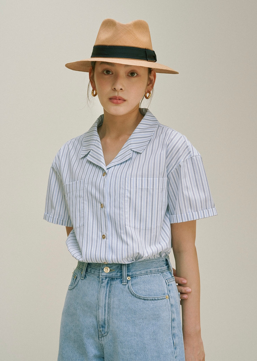Half-sleeves Shirt (Stripe)