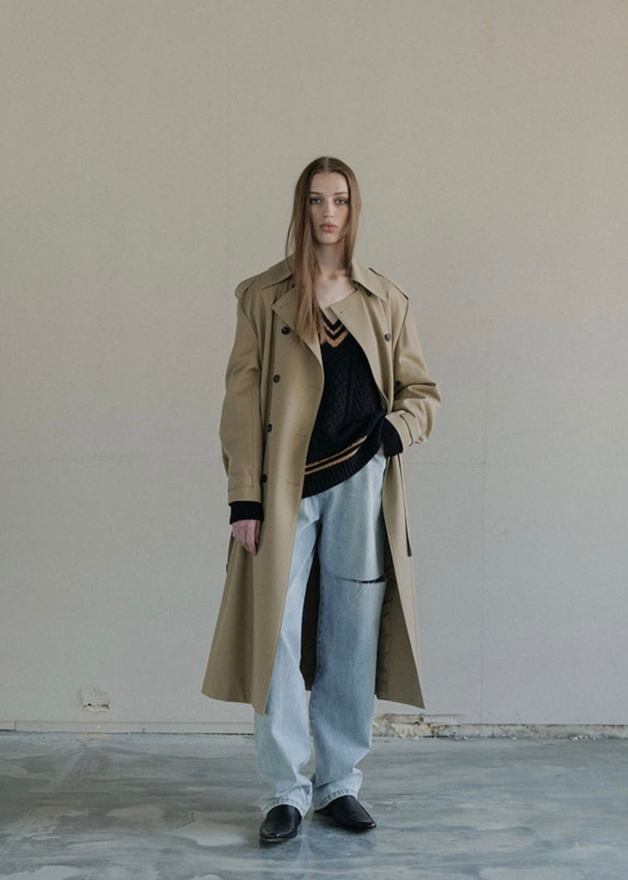 [LEHA] CAMDEN WOOL TRENCH COAT -BEIGE