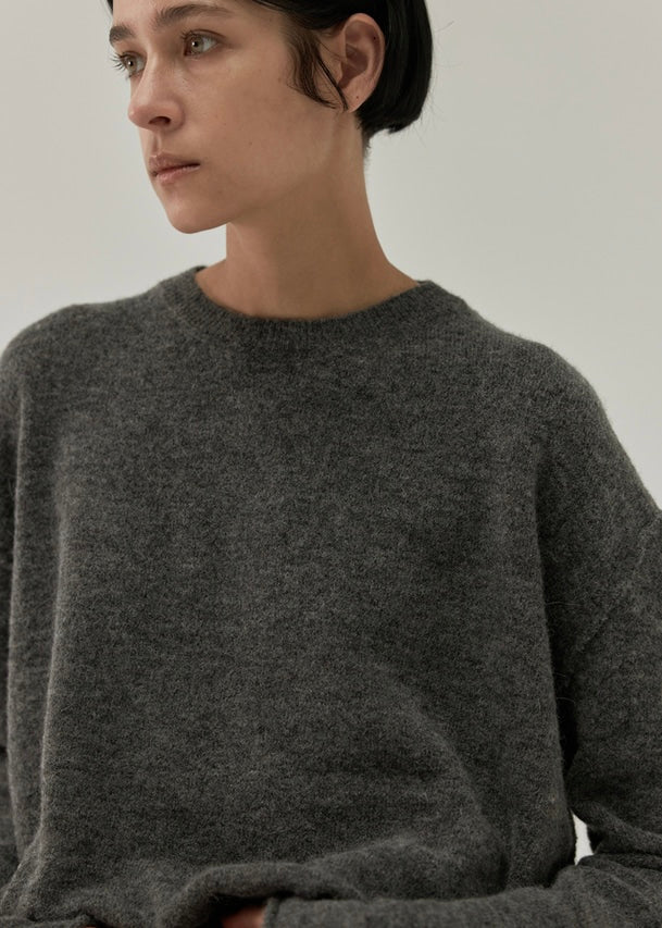 [Moia] Alpaca Round Sweater -Charcoal