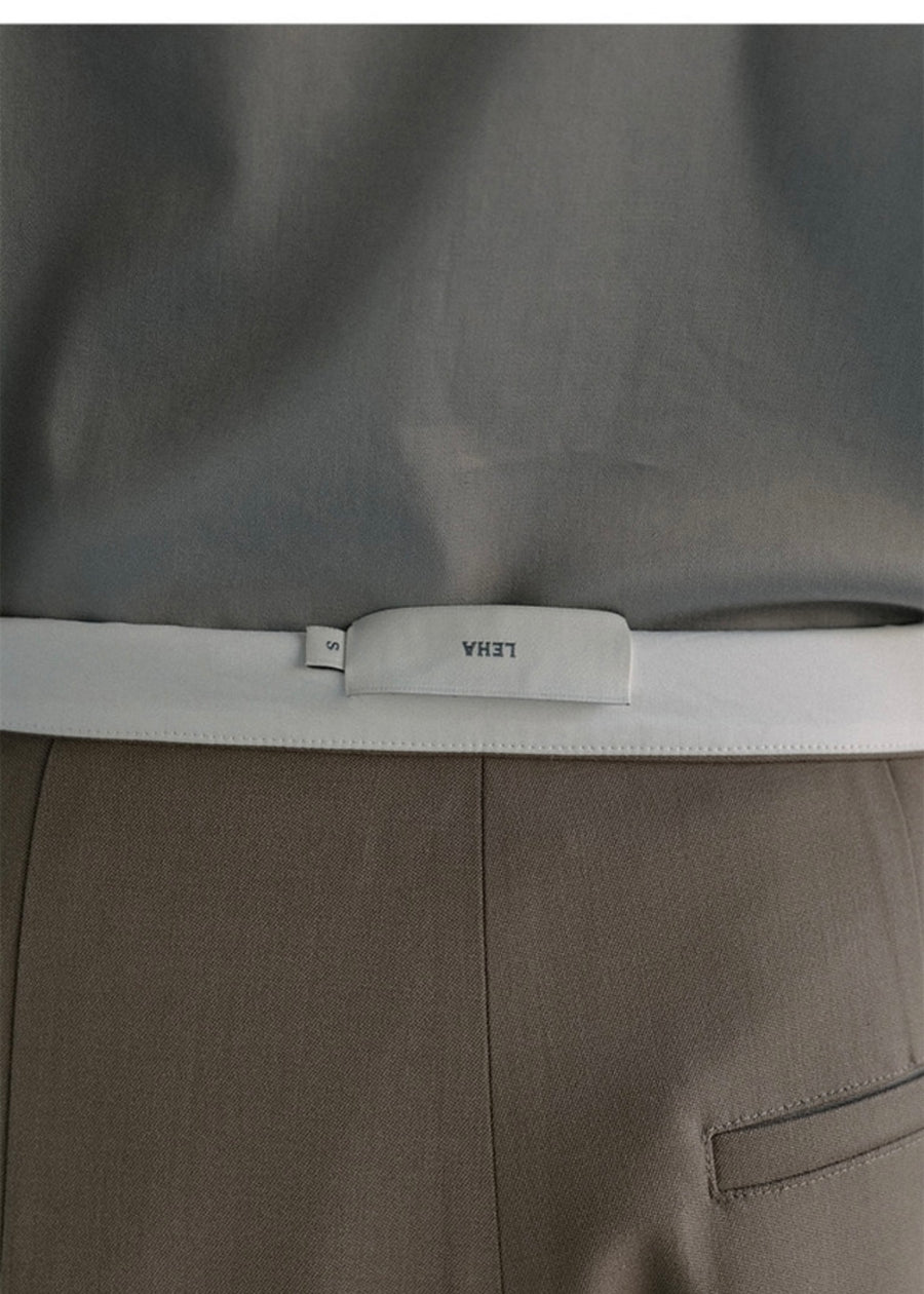 [LEHA] ARTHUR WOOL-BLEND WIDE PANTS -BROWN