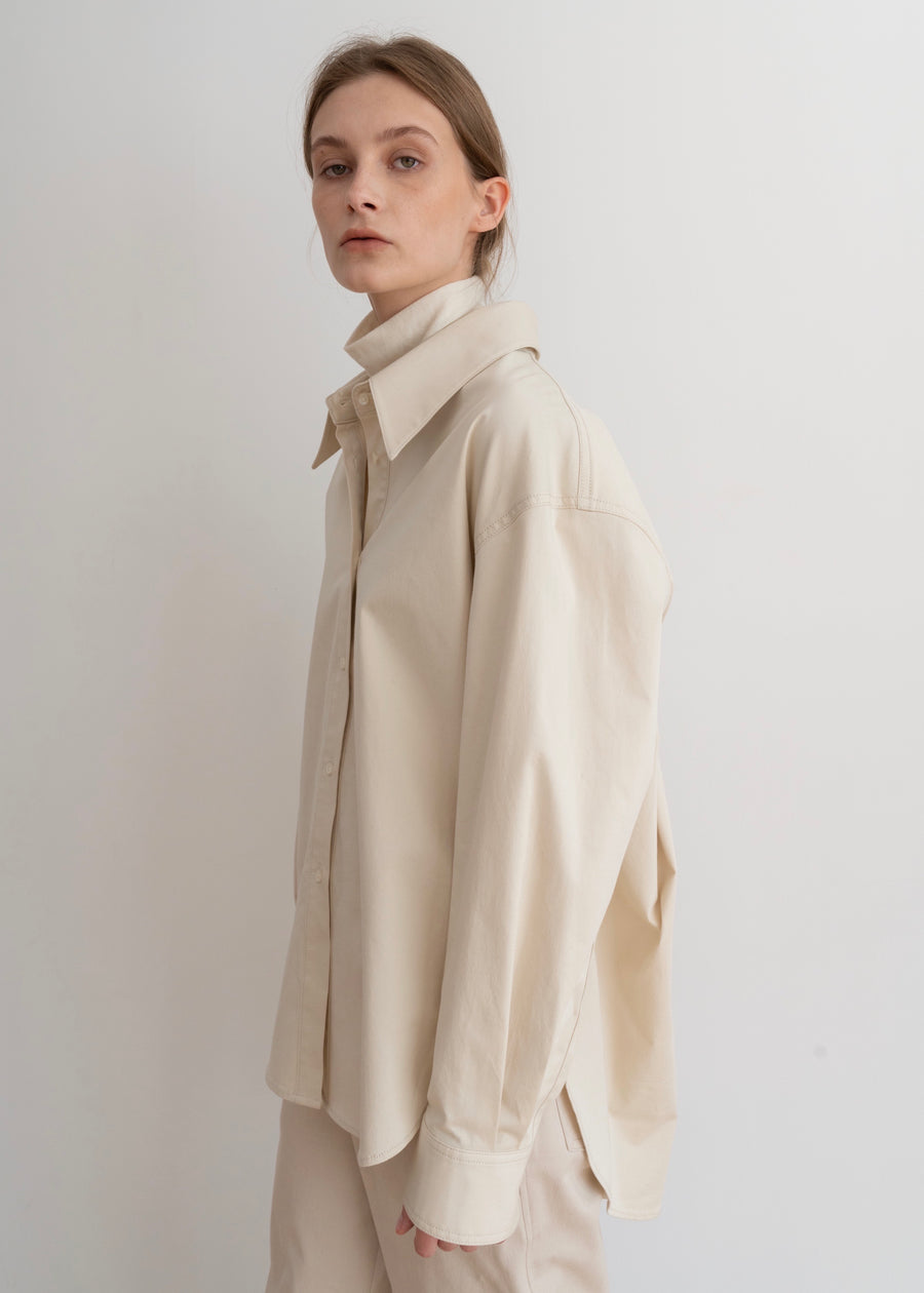 POPLIN SHIRT CREAM | KINDERSALMON