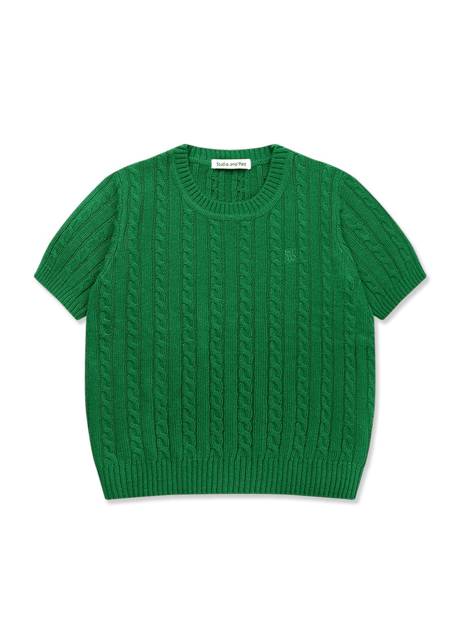 [STUDIO & PARC] Monceau Cable Short Sleeve Knit- Green
