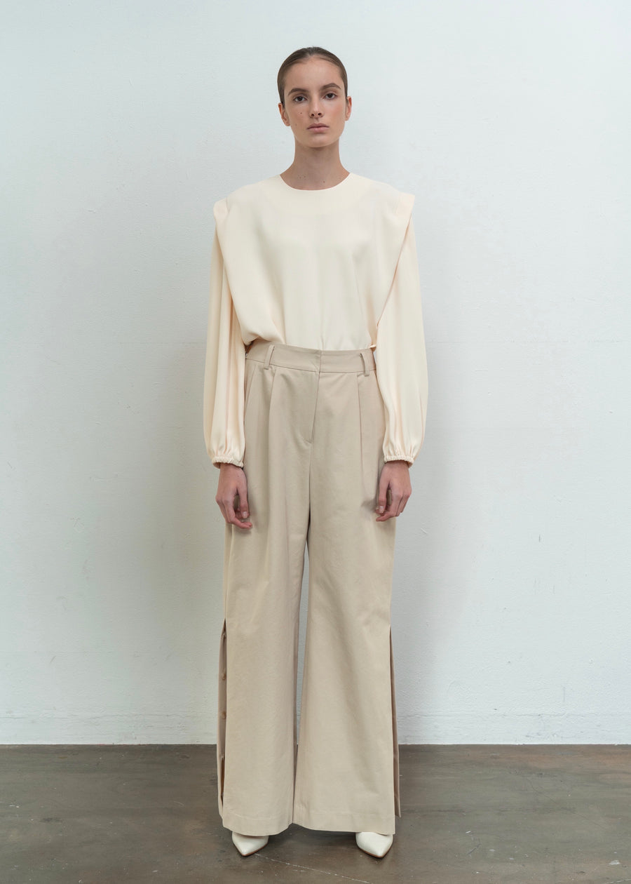 PANELED CREPE DE CHINE BLOUSE | L E H A